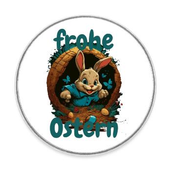frohe Ostern Osterhase im Osterkorb Hase Easter - Runder Kühlschrankmagnet - Weiß - Vorne