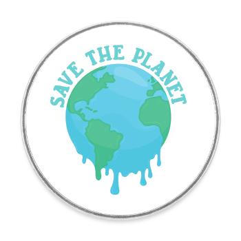 Save The Planet - Runder Kühlschrankmagnet - Weiß - Vorne