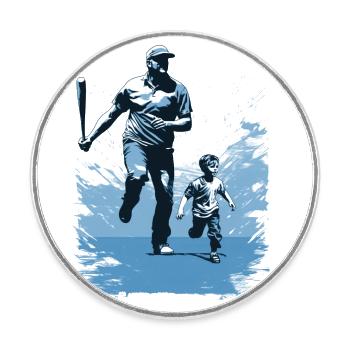 Baseball Vatertag Muttertag Geschenkidee - Runder Kühlschrankmagnet - Weiß - Vorne