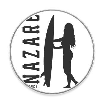 Nazare Surfer Girl Portugal - Round  fridge magnet - white - Front