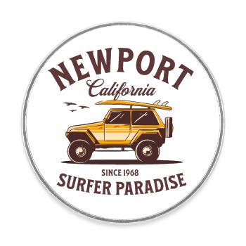Newport California Surfer Paradise - Round  fridge magnet - white - Front