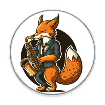 Jazz Fuchs - Runder Kühlschrankmagnet - Weiß - Vorne