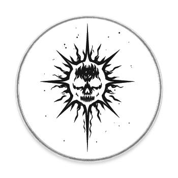 Totenkopf Tribal Tiki Retro Maske - Runder Kühlschrankmagnet - Weiß - Vorne