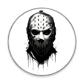 Gruselige Halloween Eishockey Torwart Maske - Runder Kühlschrankmagnet - Weiß - Vorne