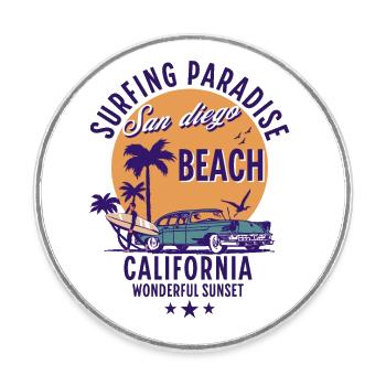 San Diego, Kalifornien Wunderschöner Sonnenuntergang - Runder Kühlschrankmagnet - Weiß - Vorne