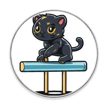 Panthers Balance - Round  fridge magnet - white - Front