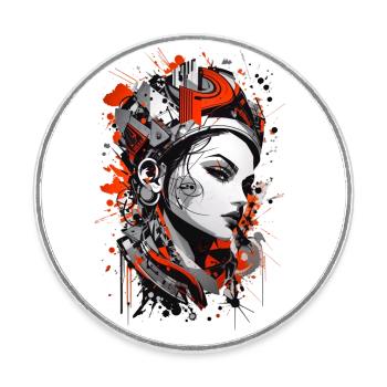 Abstract Colorful Young Woman Graffiti Art - Round  fridge magnet - white - Front