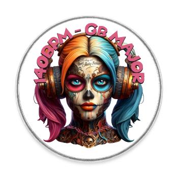 140BPM Gb MAJOR - Cool Woman with Headphones! - Round  fridge magnet - white - Front