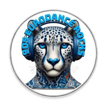 90S EURODANCE ROCKS - Cool Cheetah with Headphones - Round  fridge magnet - white - Front