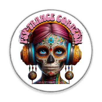 PSY-TRANCE CORAZÓN - Cool Woman with Headphones! - Round  fridge magnet - white - Front