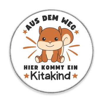 Out of the way, here comes a kindergarten child - Round  fridge magnet - white - Front