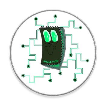 SMILE MOD - Round  fridge magnet - white - Front