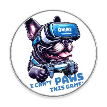 Französische Bulldogge Hund Online-VR-Spiele - Runder Kühlschrankmagnet - Weiß - Vorne