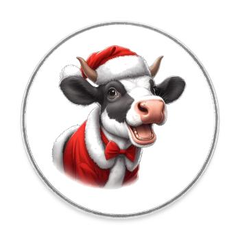 Weihnachten im Juli Kuh lustiges Design für Weihnachten - Runder Kühlschrankmagnet - Weiß - Vorne