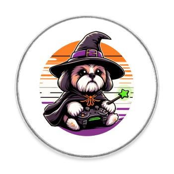 De jolies chemises d’Halloween Shih Tzu pour les amoureux des chiens - Magnet rond - blanc - Devant