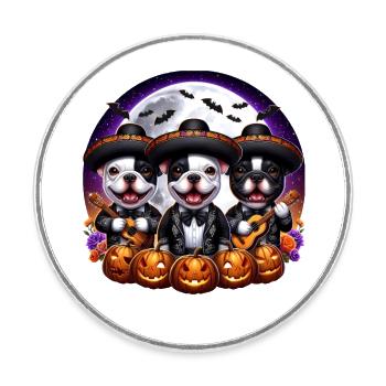 Cute French Bulldogs Mariachi band Halloween shirt - Round  fridge magnet - white - Front