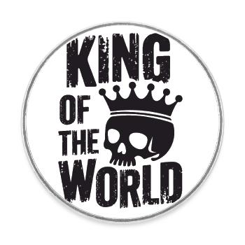 Skull and crossbones with crown King of the World - Round  fridge magnet - white - Front
