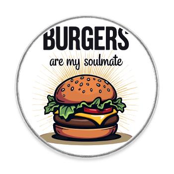 Burgers are my Soulmate Hamburger Fast Food - Runder Kühlschrankmagnet - Weiß - Vorne