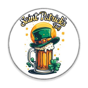 Bière de la Saint-Patrick - Magnet rond - blanc - Devant