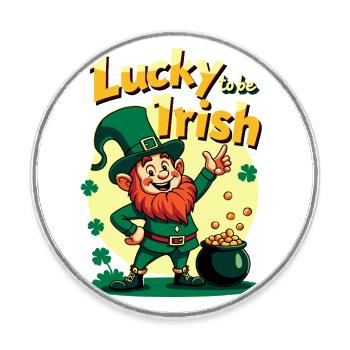Lucky to be Irish – St. Patrick’s Day Leprechaun - Runder Kühlschrankmagnet - Weiß - Vorne