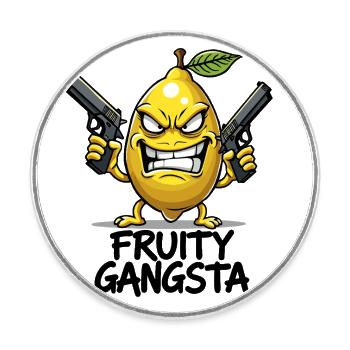 Gangsta fruité – Gangster au citron drôle - Magnet rond - blanc - Devant