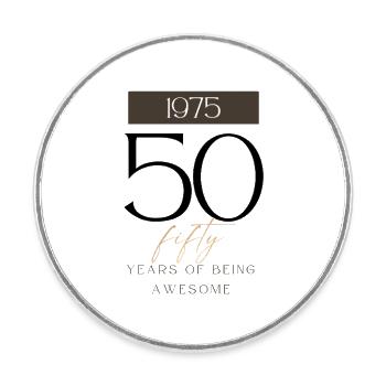 50-års fødselsdag År med at være fantastisk 1975 Gave - Rund køleskabsmagnet - hvid - Foran
