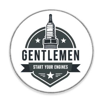 Gentlemen Start Your Engines Motorsport - Runder Kühlschrankmagnet - Weiß - Vorne