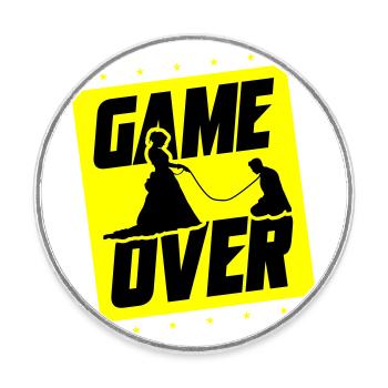 Hochzeit Game Over Junggesellenabschied - Runder Kühlschrankmagnet - Weiß - Vorne