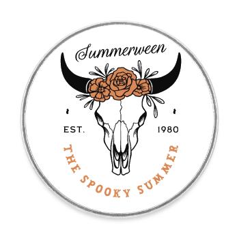 Summerween spooky summer party halloween aesthetic - Round  fridge magnet - white - Front