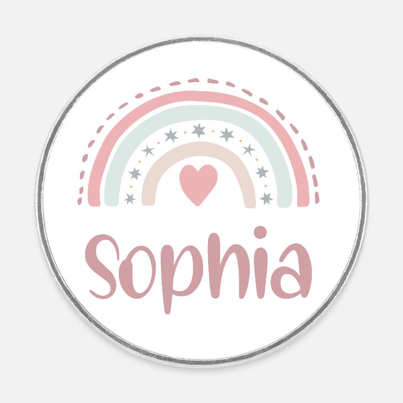 Sophia Nom Arc-en-ciel - Magnet rond - blanc