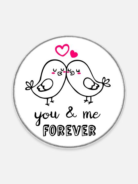Oiseaux d’amour - Magnet rond - blanc