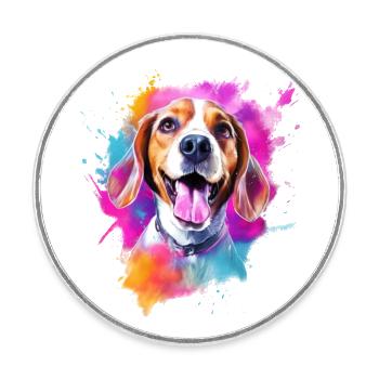 Beagle with sunglasses - Round  fridge magnet - white - Front
