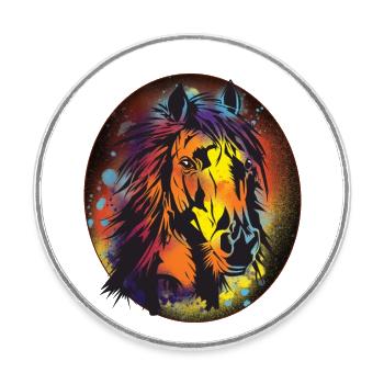 Cheval, Équitation, Dressage, Cadeau, Coloré - Magnet rond - blanc - Devant
