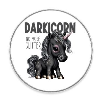 Darkicorn schwarzes Einhorn mystisch Gothic - Runder Kühlschrankmagnet - Weiß - Vorne