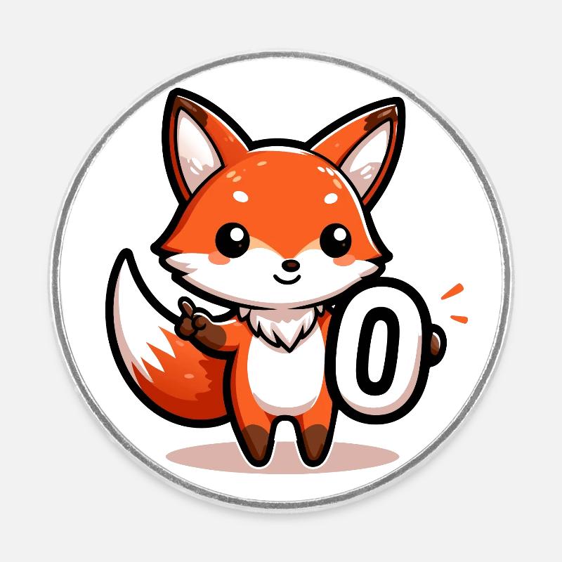 Adorable Zero Fox Left - Round  fridge magnet - white