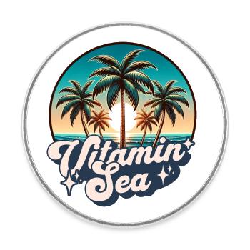 Vitamin Sea Palmen Retro Sommer Strandurlaub - Runder Kühlschrankmagnet - Weiß - Vorne