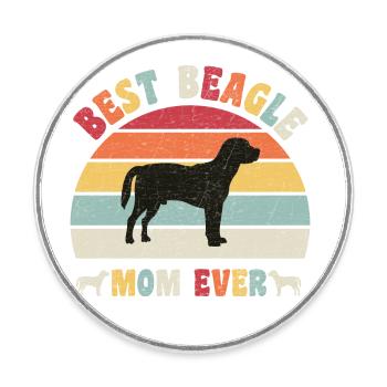 Meilleure maman Beagle jamais amateurs de chiens vintage rétro - Magnet rond - blanc - Devant