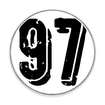 97 Number jersey - Round  fridge magnet - white - Front