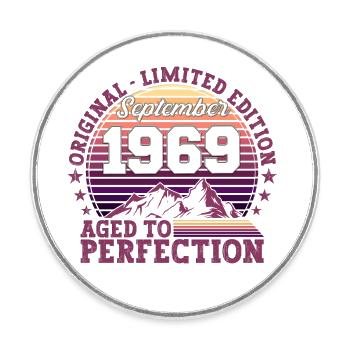 Original September 1969 53rd Birthday Gift - Round  fridge magnet - white - Front