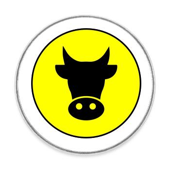 Cow head - Round  fridge magnet - white - Front