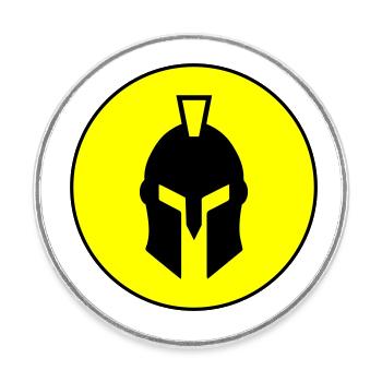 Casque Spartan - Magnet rond - blanc - Devant