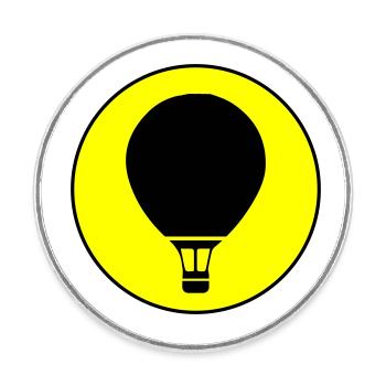 Icône de montgolfière - Magnet rond - blanc - Devant