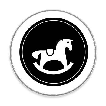 Cheval à bascule Jouet Bébé - Magnet rond - blanc - Devant