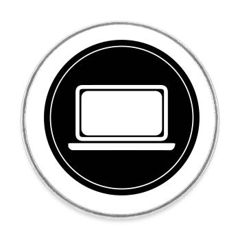 Ordinateur portable Pc Office - Magnet rond - blanc - Devant