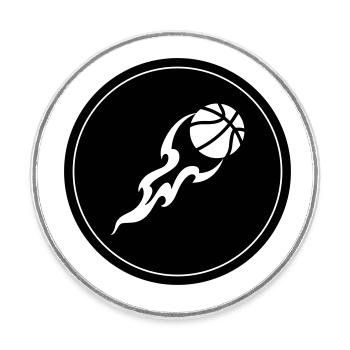 Basketball flame - Round  fridge magnet - white - Front