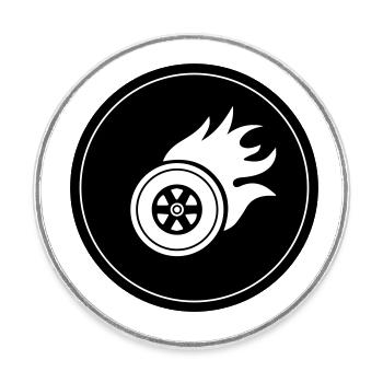 Cercle de tir de pneu - Magnet rond - blanc - Devant