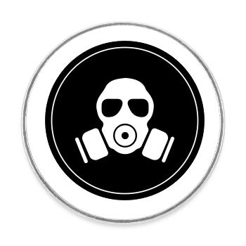 Icône de masque à gaz - Magnet rond - blanc - Devant