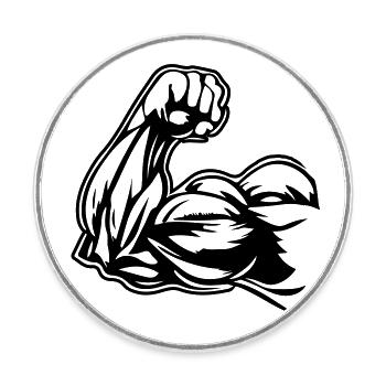 Muscles du bras biceps - Magnet rond - blanc - Devant