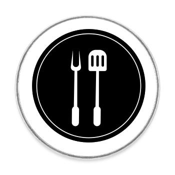 Grill pinces symbole de cricket - Magnet rond - blanc - Devant