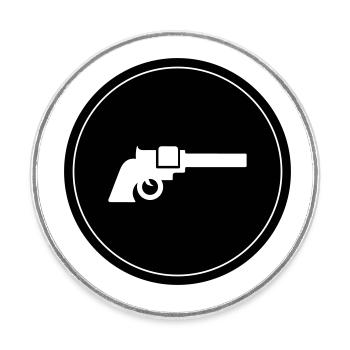 Weapon Symbol Pistol - Round  fridge magnet - white - Front